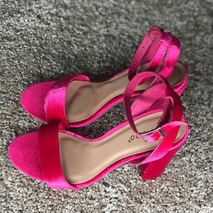 Hot Pink Velvet High Heels